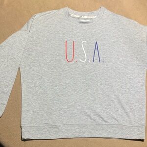 Rae Dunn Gray U.S.A. Graphic Sweatshirt